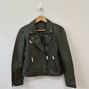 Blank NYC Moto Jacket Womens Small Green Faux Leather New